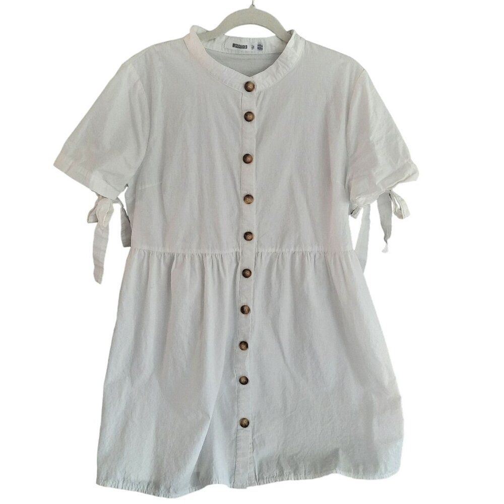MISSGUIDED White Short Sleeve Casual Peplum Mini Dress - Picture 1 of 10